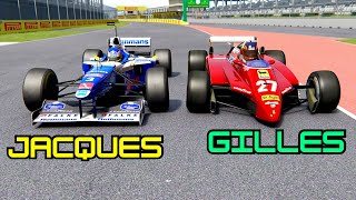 Williams F1 1997 Jacques Villeneuve vs Ferrari F1 1982 Gilles Villeneuve at Canadian GP [upl. by Yeldoow]