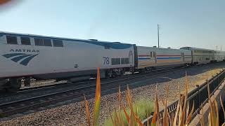 Amtrak California zephyr train 6 Roseville California with a crew person poking there head out [upl. by Casanova239]