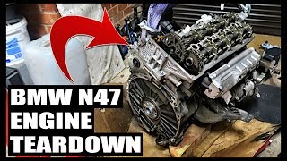 BMW N47 Engine Teardown For Timing Chain Replacement [upl. by Ihc]