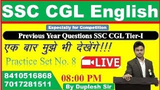 SSC CGL ENGLISH Practice set 8 [upl. by Yzmar]