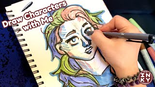 Draw Characters with Me 🖊️ Using Copic Markers  Sketchbook Series Ep 2  Art by INKY [upl. by Peppy]