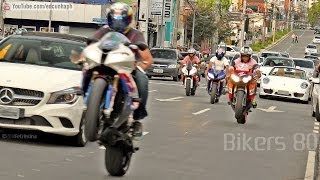 Bikers 80  Kawasaki Burnout Suzuki Honda BMW Wheelie Yamaha Ducati amp More Superbikes [upl. by Nagol381]