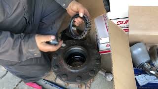 Semi Trailer Wheel Seal and bearing install Part 1 [upl. by Innavoij857]