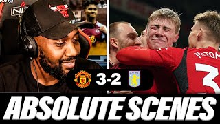 ABSOLUTE SCENES 17 WITH A BRACE HOJLUND BREAKS PREMIER LEAGUE DUCK  Man Utd 32 Villa HIGHLIGHTS [upl. by Ashok]