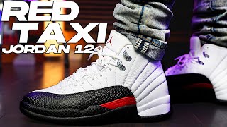 Air Jordan 12 Taxi Flip  Red Taxi Review and On Foot [upl. by Baptista]