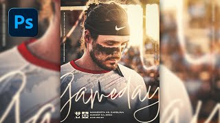 Sports Portrait Gameday Graphic  StepbyStep Photoshop Tutorial [upl. by Beyer]