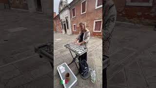 Italian Street Musician playing Glass water Experimentwine glass music at Murano island🇮🇹Shorts [upl. by Chicky799]