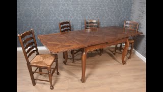 Oak French Parquetry draw leaf table [upl. by Aynnat]