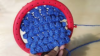 LoOM Knit Bobble Stitch  Step by Step for Beginners  Slow and Detailed [upl. by Esaertal]