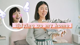 I Marie Kondo Tidied My Apartment  Organizing Closet Desk and Kitchen using KonMari Method [upl. by Anilesor]