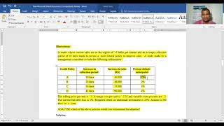 Unit 3 Receivables Management Credit policy problem [upl. by Lemmy194]