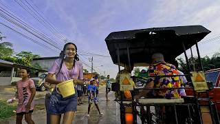 Songkran Festival Koh Lanta  Motorbike Ride Through the Water Splashes [upl. by Alithea870]