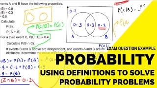 Probability Exam Question  Independent and Mutually Exclusive Events [upl. by Athalla]