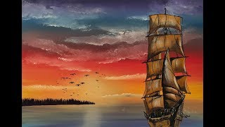 266 How to paint a tall ship in acrylic [upl. by Enymzaj]