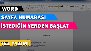 Word Sayfa Numarasını İstediğin Sayfadan Başlatma  Tez Yazımı [upl. by Hailat]