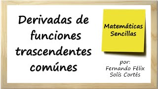 Derivadas de funciones trascendentes más comúnes Cálculo diferencial por fernasol [upl. by Roma962]