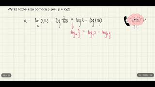 Wyraź liczbę a za pomocą p jeśli p  log2 [upl. by Dedra]