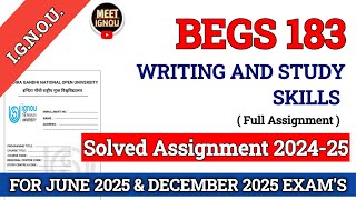 BEGS 183 Solved Assignment 202425  Writing and Study Skills  begs183assignment begs183ignou [upl. by Manvil597]