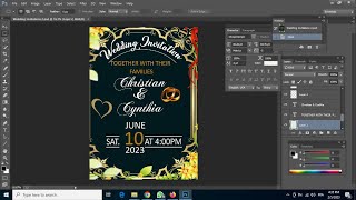 PHOTOSHOP TUTORIAL  How to Create a Wedding Invitation DesignFree template to download [upl. by Kessel]