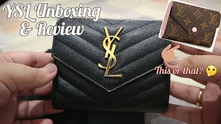 Saint Laurent Monogram Trifold Wallet Unboxing amp Review  LV Victorine look a like  How I pack  PH [upl. by Simaj]