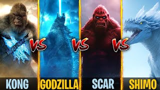 Godzilla Vs Kong Vs Shimo Vs Scar King  Who is More Powerful   HINDI [upl. by Wittenburg]