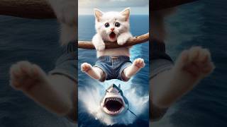 Daddy Cat fight with Sea Monster 😱🦈catstory meow catvideos cat [upl. by Akeenat455]