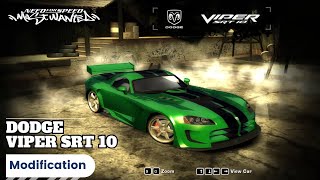 Modif Dodge Viper SRT 10 amp Test Drag Race  NFS Most Wanted [upl. by Ronn]