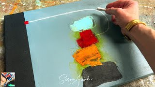 Create a Beautiful Abstract Painting in Just 3 Steps  Easy Acrylic Tutorial Minimalism ART [upl. by Eleph]