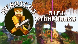 Minecraft Stoneworks Lets Play S1E1 Foundations [upl. by Ahoufe]