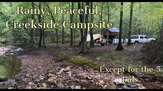 Deeper into the Ouachita Mountains  Beautiful Rainy Camp by a Creek [upl. by Enahs]