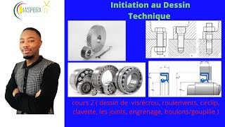 Initiation au Dessin TechniqueIndustrielcours 2dessin de visécrou roulements clavetteetc [upl. by Dotti]