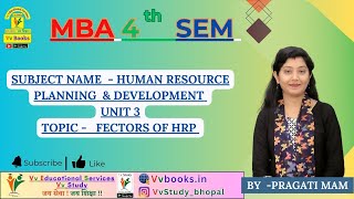 MBA 4SEM SUB HUMAN RESOURCE PLANNING amp DEVELOPMENT UNIT 3 TOPIC  FECTORS IN HRP [upl. by Mandi663]