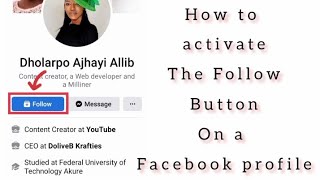 How to activate the Follow Button on Facebook Profile [upl. by Gefell]