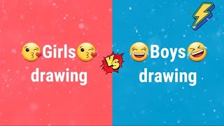 Girls vs Boys 😎  Girls drawing vs Boys drawing [upl. by Sholley]