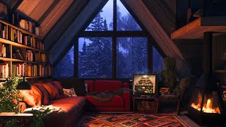 Cozy Winter Cabin  Relaxing Sounds of Blizzard and Crackling Campfire for Sleeping and Relaxing [upl. by Erine]