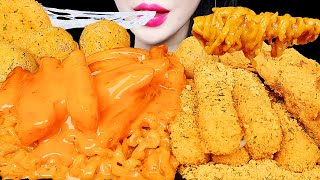 ASMR CHEESY CARBO FIRE NOODLE CHICKEN CHEESE BALL 까르보불닭 뿌링클 치킨 치즈볼 먹방 EATING SOUNDS MUKBANG [upl. by Ayhdnas]