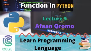 function in python lecture 9  Python Tutorial AOromo [upl. by Adnilram]