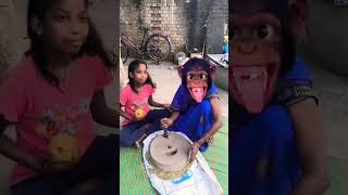 Bandar mama 🐵 dawat 🐵 khane aaye 👀👀 trending song shorts [upl. by Ahsea145]