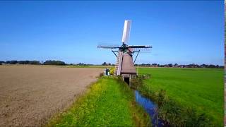 Windmill De Eendracht Kimswerd Friesland The Netherlands from above by Drone [upl. by Llednar464]