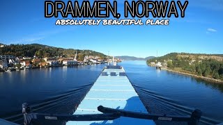 DRAMMEN NORWAY  STUNNING SEA VIEW  MOUNTAINSFIELDSTOWNSVILLAGES AND CALMNESS OF WATERS [upl. by Adarbil164]