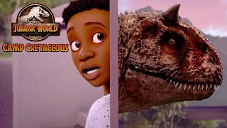 Hide and Seek From a Carnotaurus  JURASSIC WORLD CAMP CRETACEOUS  Netflix [upl. by Rramahs]