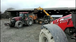 Curage et transport du fumier 2019  JCB  Case ih  Massey Ferguson [upl. by Zetrac209]