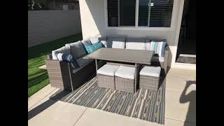 Wisteria Lane Patio Furniture Set7 Piece Outdoor Dining Sectional Sofa Couch with Table and Chair [upl. by Pisano684]