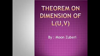 Lecture 1  Theorem on Dimension of the Vector Space of all Linear Transformations LUV [upl. by Kifar496]