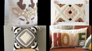 افكار تطريز إبرة النفاش Punch needle embroidery pillow cover  cushion covers [upl. by Merill]