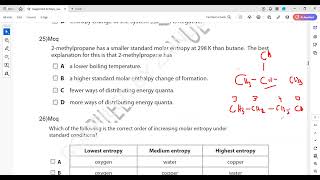 Entropy MCQs 21 to 30 Structure 1 and 2 A2 Chemistry Unit 4 Lecture 3 Part d [upl. by Eelame]