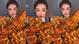 ASMR Spicy Fried Skewer Eating  Spicy Chicken Skewer Mukbang  Chinese Skewer Mukbang Eating Asmr [upl. by Nylidnarb]