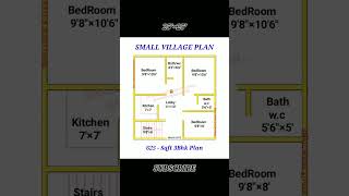 625 sqft house plan  25×25 village house design 3bhk  shorts houseplan homeplan smallhouse [upl. by Ramah168]