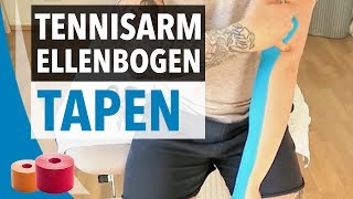 Tennisarm Tapen Anleitung  KinesiologieTape Anleitung für Tennisarm  Ellenbogen [upl. by Shutz698]