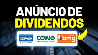 ðŸ’°RECORDE DE DIVIDENDOS NA COPASA E NOVO ANÃšNCIO DE BANCO BMGB4 CSMG3 CMIG4 [upl. by Nennahs]